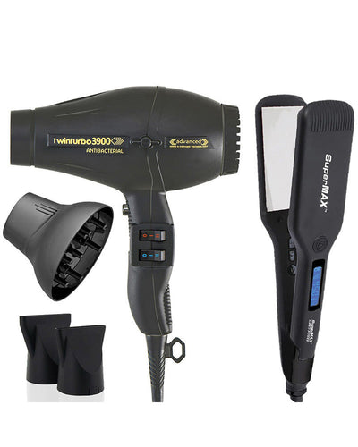 Turbo Power Twin Turbo 3900 Advanced Hair Dryer<br>Turbo</span> Power SuperMax Titanium Flat Iron