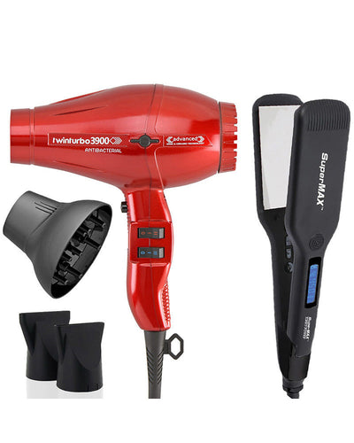 Turbo Power Twin Turbo 3900 Advanced Hair Dryer<br>Turbo</span> Power SuperMax Titanium Flat Iron