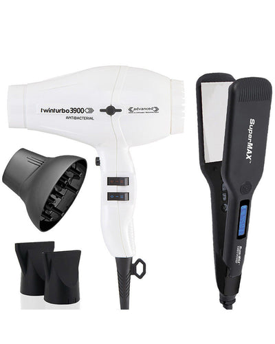 Turbo Power Twin Turbo 3900 Advanced Hair Dryer<br>Turbo</span> Power SuperMax Titanium Flat Iron